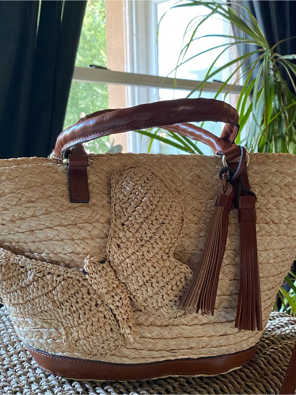 Patricia Nash Mariposa Butterfly Woven Tote Brown Leather Tassel Boho Bag - Picture 2 of 10